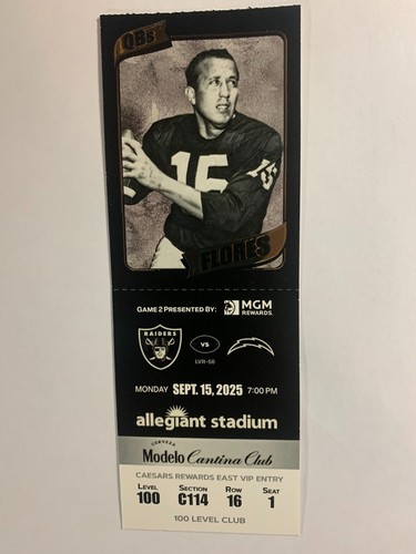 LAS VEGAS RAIDERS vs Los Angeles Chargers, 15. September 2025 -- QTRB, TOM FLORES - Bild 1 von 2
