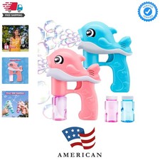 2 Bubble Guns Kit, Whale Automatic Bubble Maker Blower Machine with 4 Solutio...