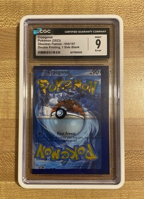 Pokémon (POP 1) CGC 9.0 Error Double Printing Cryogonal Obsidian Flames 055/197