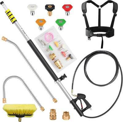 24 FT Telescoping Pressure Washer Wand Extension, Hot Water Supported Power Wash