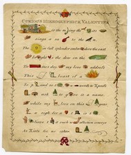 Original Victorian Curious Hieroglyphick Valentine Antique rebus valentine #2814