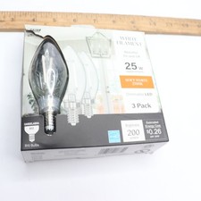 3-Pk Feit LED Light Bulb Soft White Clear Glass Chandelier 2700K 25W