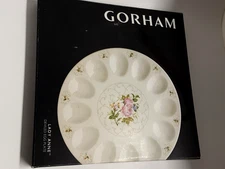 Vtg Gorham Lady Anne Deviled Egg Plate Boiled Egg Serving Dish 11.5" Floral 