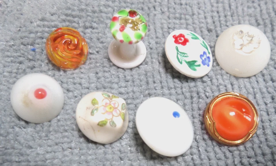57 Vintage Antique Glass Buttons MULTICOLOR & PATTERNS - Image 3 of 4