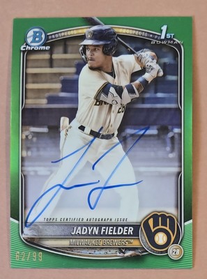 Jadyn Fielder 2025 Bowman Chrome Green Refractor 62/99 Autograph Prospect 1st 