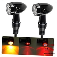 CNC Motorcycle Turn Signals, Yellow Red-2PCS-Aluminium Black-Amber/Red Light
