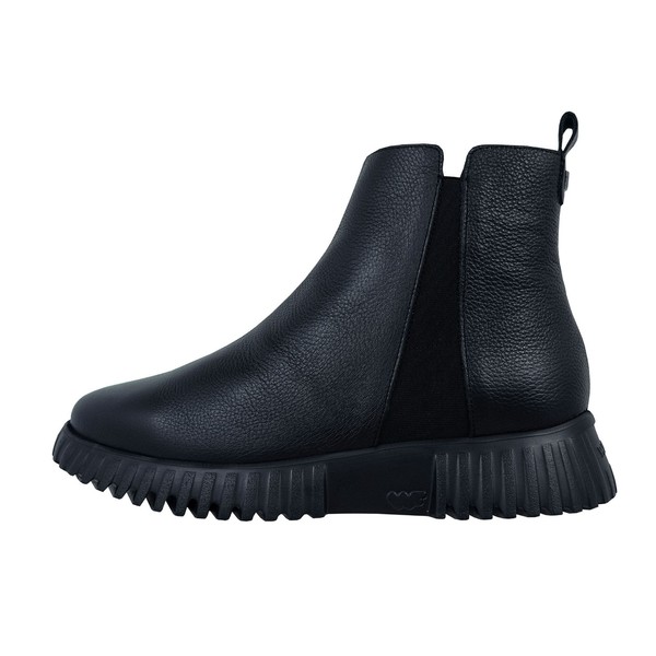 Wonders Flexfly: Botines con Plataforma para Mujer Negro Piel A-4404