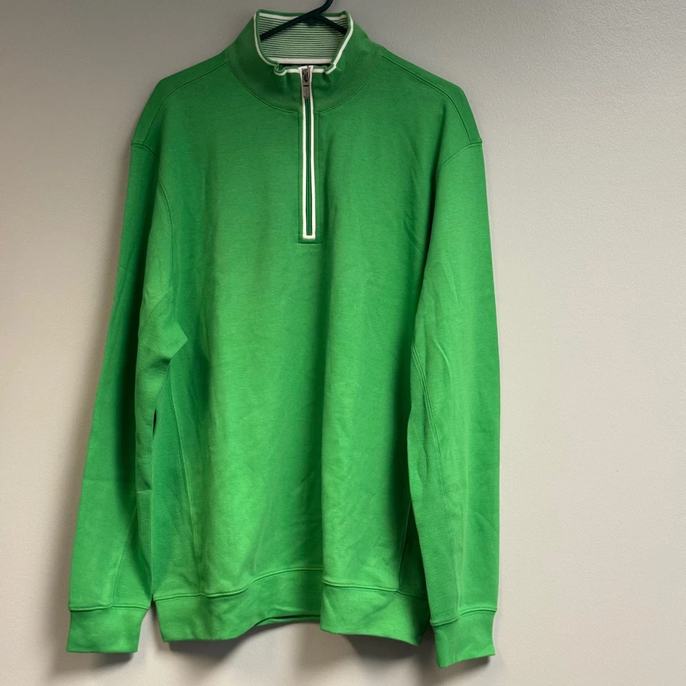 Bobby Jones Signature Leaderboard 1/4 Zip Men's XL Green Golf Sweater NWT - Изображение 2 из 4