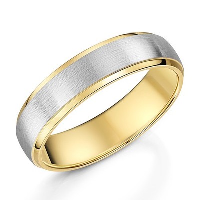 5mm Titanium Ring Two Colour Titanium & Yellow Gold Band IP Gold Solid Ring