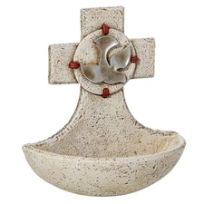 Catholic Confirmation Holy Spirit Resin Cross Holy Water Font, 5 inch