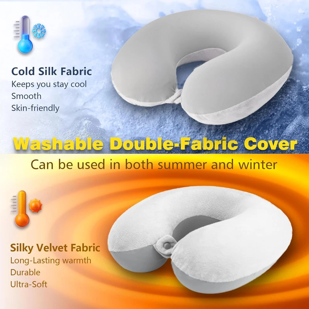 Travel Pillow, Memory Foam Neck Pillow for Traveling Winter Small, Gray