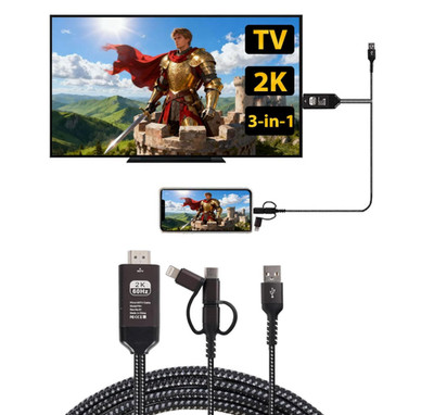 Cable HDMI 3 en 1 para Duplicación de Pantalla, USB-C/Lightning/Micro USB a HDMI