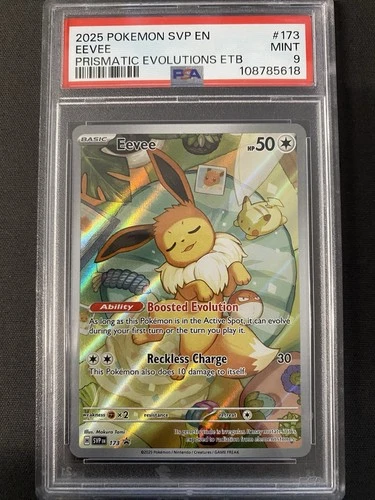 POKEMON 2025 14 Prismatic Evolutions ETB EEVEE Full Art SVP En #173 PSA 9 Mint