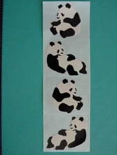 Vintage 1987 Mrs. Grossman's Stickers PANDA BEARS (4) Mods 2" x 1.5"