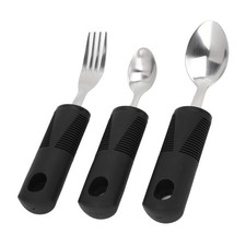 Adaptive Weighted Utensils Wide Non Slip Handles Stainless Fork Spoon 3Piece