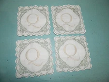 Mark And Graham Bespoke Cotton Linen Coasters Detailed Sage "Q"