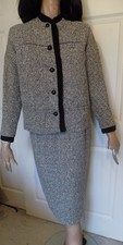 Vintage 50s 60s Black  White Tweed Suit American Jr. B38