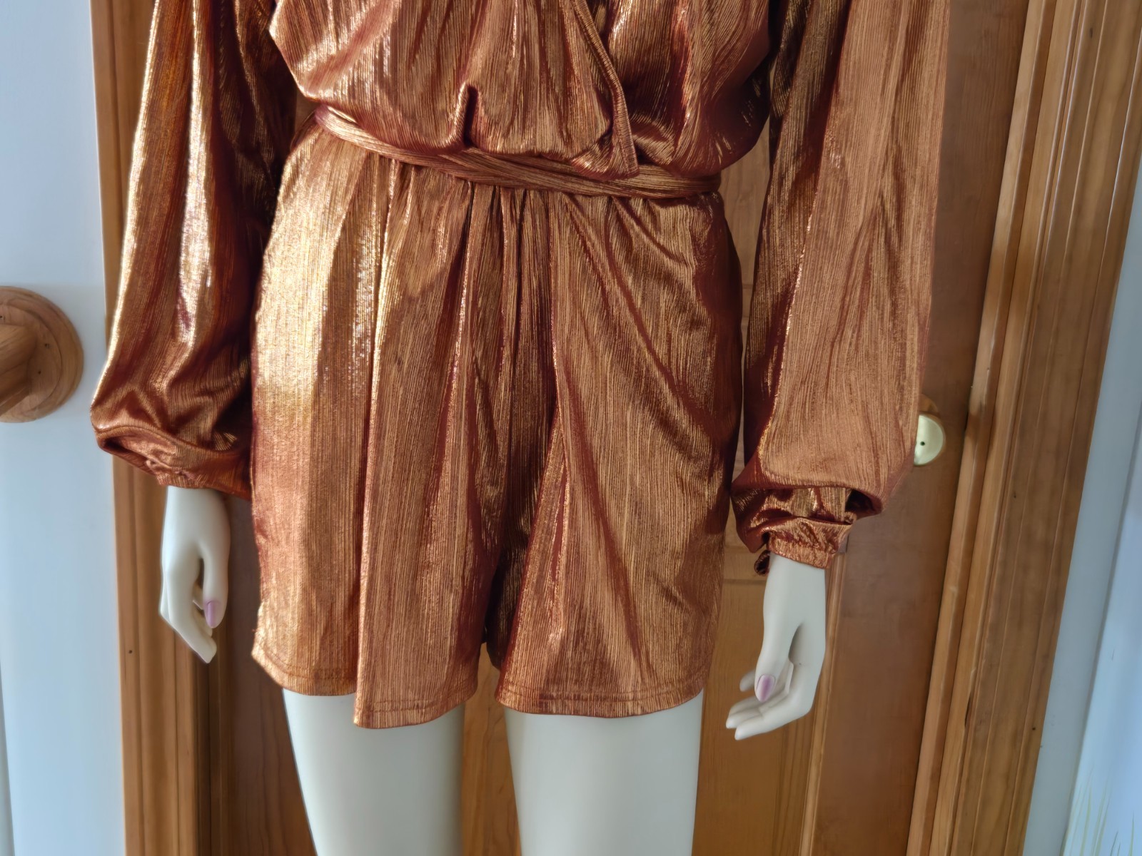 Women's Bronze shimmer jumpsuit size 16 image 3