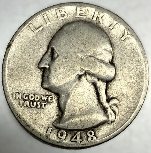 1948 S Washington 90% Silver Quarter Circulated Condition 25c US Coin - 2884