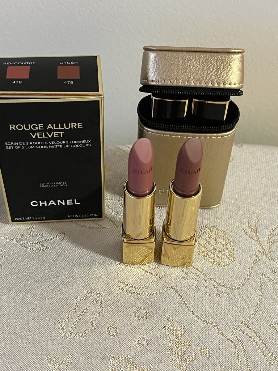 CHANEL Rouge ALLURE Velvet Lipstick Set 478/479 IN A GOLD POUCH