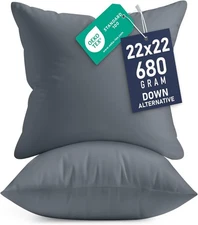 Bedding Decorative Pillow Inserts (2-Piece Set, Gray)