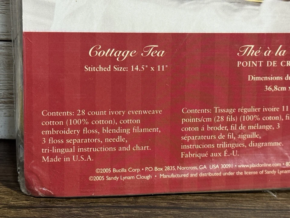 Bucilla Counted Cross Stitch Kit Cottage Tea Sandy Clough Collection #43743 - Image 3 of 4