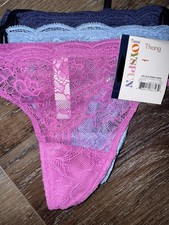 Joyspun  3-Pair Womens Thong Underwear Panties Nylon Blend All Lace A  XS