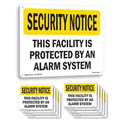 Facility Protected By Alarm System OSHA Security Notice Sign, Decal 5 or 10 Pack
