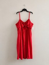 Old Navy Fit & Flare Sleeveless Seersucker Midi Dress Red Smocked 2X NWT Boho