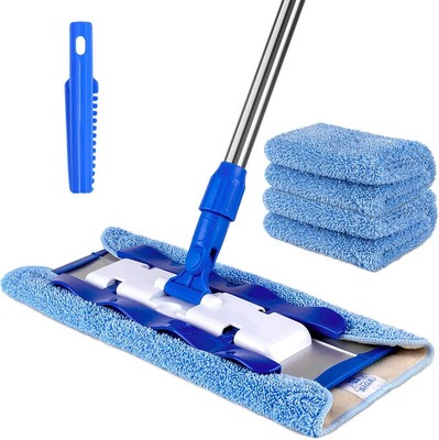 MR.SIGA Professional Microfiber Mop for Hardwood, Laminate, Tile Beige, Blue 