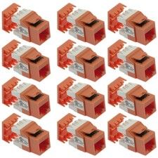 12 Pcs Cat5e RJ45 Network LAN Ethernet Keystone Jack 180  110 Punch Down Orange