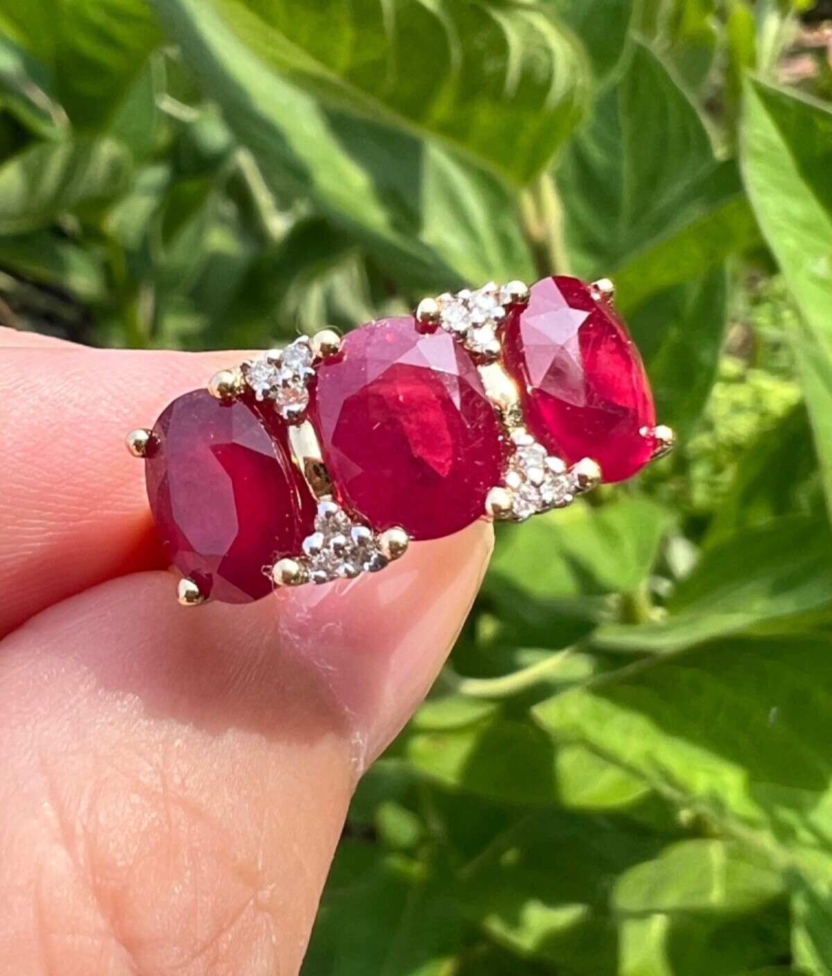 14K GOLD TRILOGY “PAST PRESENT FUTURE “ RUBY DIAM… - image 5