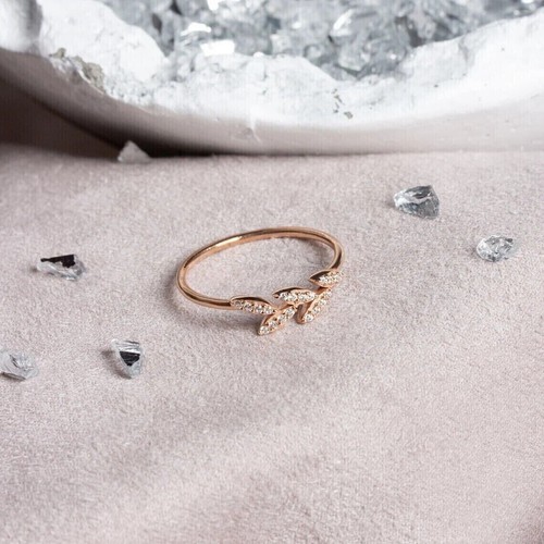 Round Cut Simulated Diamond 925 Silver Wedding Band Ring In 14k Rose Gold Plated - Picture 3 of 6