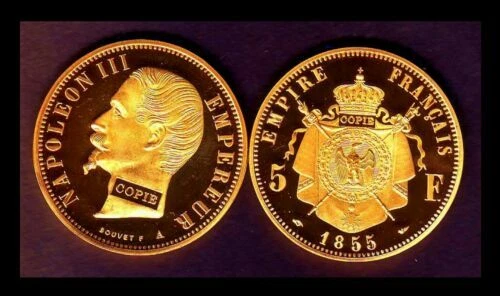 Pièces de monnaie françaises 5 francs or plaqué