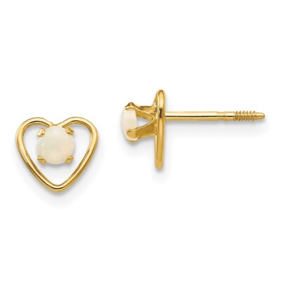 Ohrstecker 14 Karat Gelbgold 3 mm Opalimitat Geburtsstein Herz