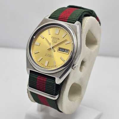 SEIKO 5 AUTOMATIC 7009-876A DAY/DATE GOLD DIAL VINTAGE MEN'S WATCH