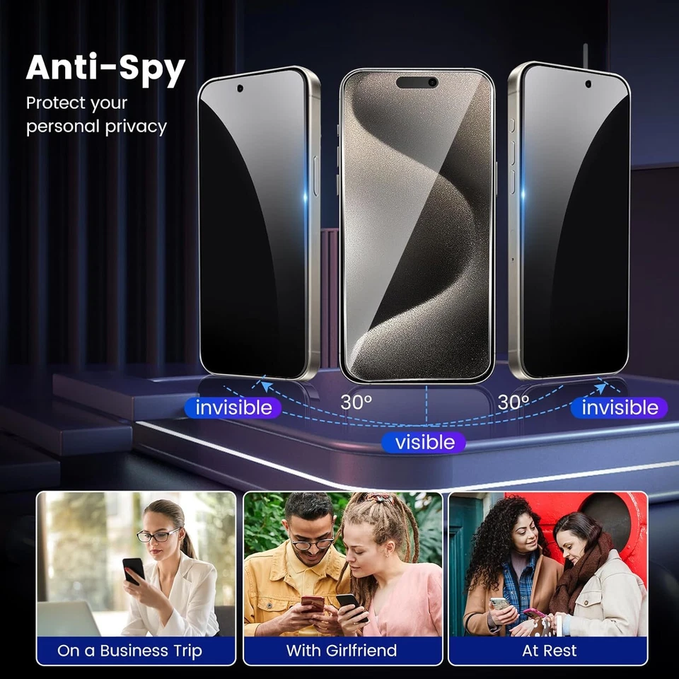 批发隐私玻璃屏幕保护膜 适用于 iPhone 17 16 15 14 13 12 11 Pro Max — 第 4/4 张图片