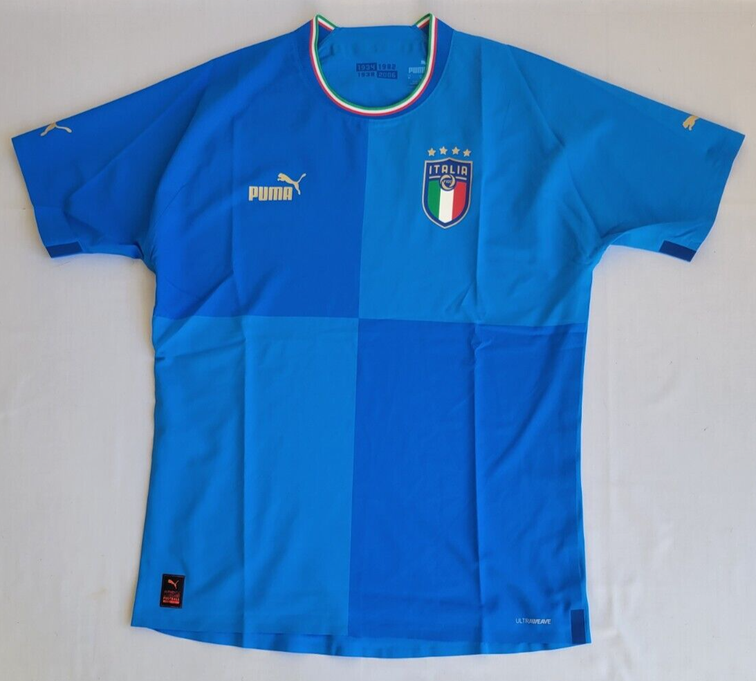 Men Size Medium Blue Puma 2022 Authentic FIGC Italy Home Soccer
