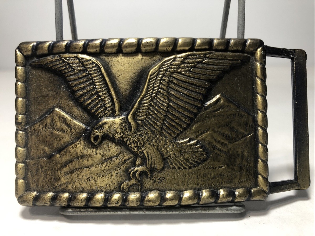 Vintage 1970s Bird in Flight Belt Buckle Raven Flying Bird Solid Brass Vintage Belt Buckle | eBay main image 2