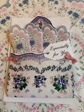 Lovely Mailable Handkerchief Gift Folio Petite Blue Floral Hankie Message Card