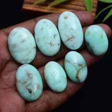 7 Pcs Natural Chrysoprase Untreated 26mm-33mm Oval Cabochon Loose Gemstones Lot