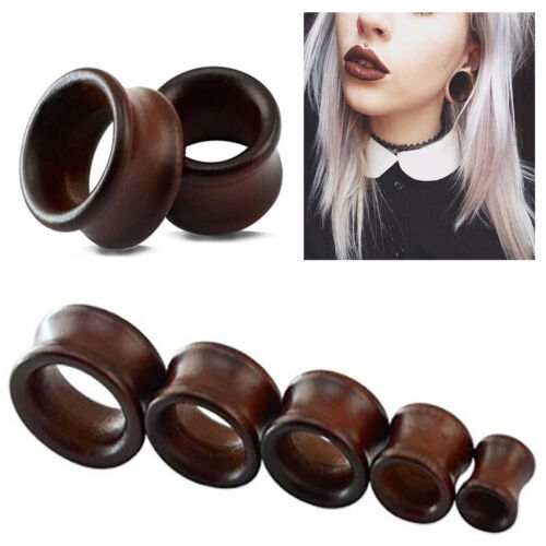 Wood Double Flared Saddle Ear Tunnels Plugs Gauges Earlets Stretchers Expanders - Afbeelding 1 van 20