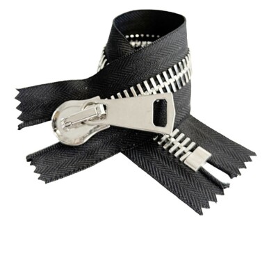 Large Zipper #15 Nickel Metal Extra Heavy-Duty Closed End Color Black 5'' - 36''