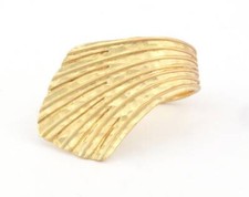 Leaf Hammered Ring Adjustable Shiny Gold Plated Brass 7US-9US inner size 4808