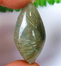 48x24x15mm Natural Green Rutilated Quartz Crystals Marquise Pendant Bead BQ67241