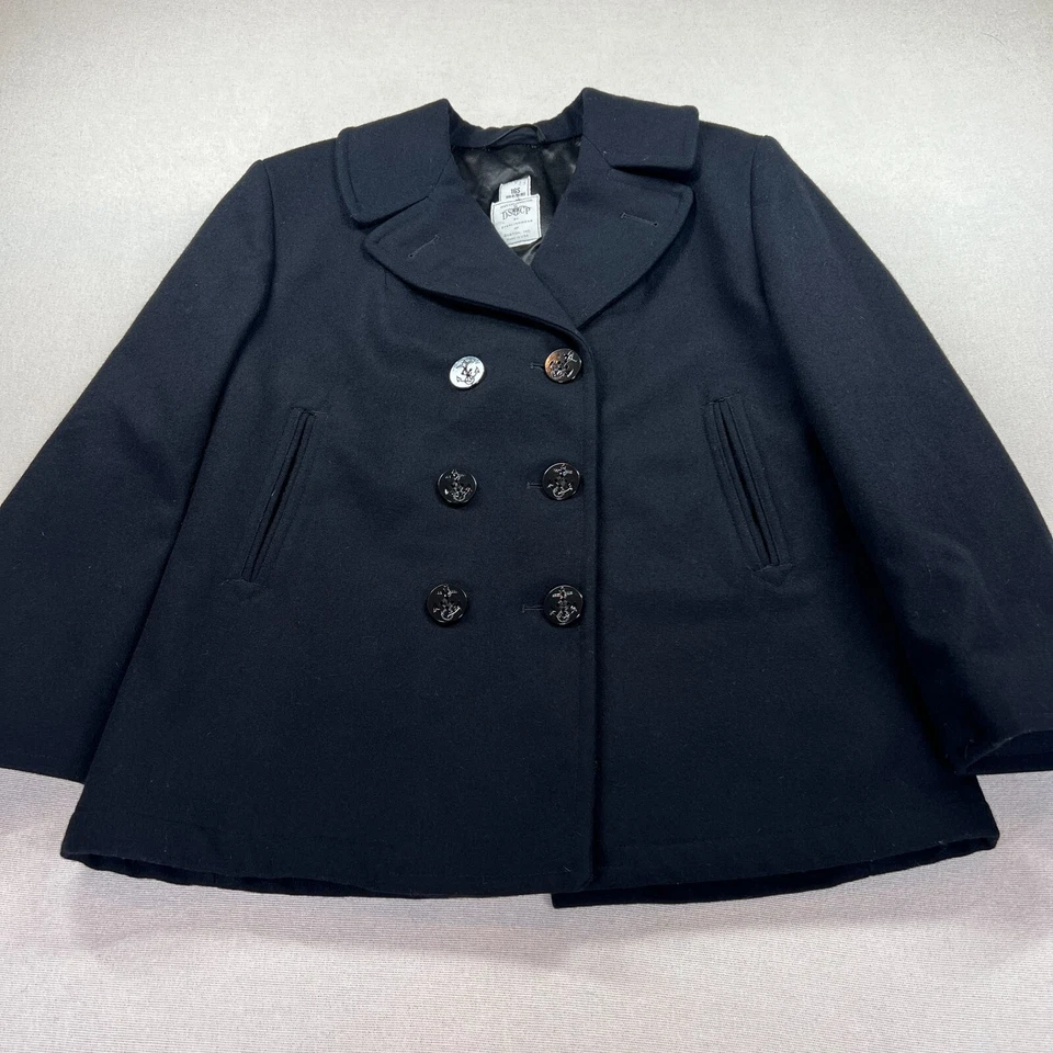 Chaqueta Naval DSCP Años 90 De Colección Para Mujer 16s Lana Pesada Militar Guisante Abrigo Hecho en EE. UU. Foto 2 de 4