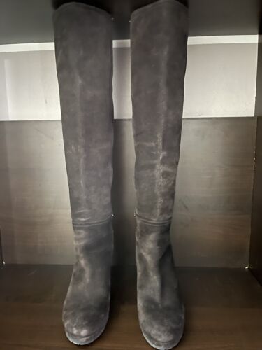 Prada Brown Suede Boots  Pull on Tall .         Size 37.5 - Picture 1 of 9