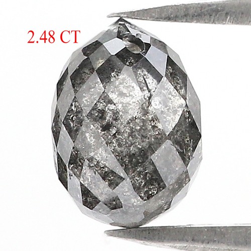 Diamante gota suelta natural de 2,48 quilates 8,10 mm color negro gris diamante QL5682 - Imagen 2 de 7