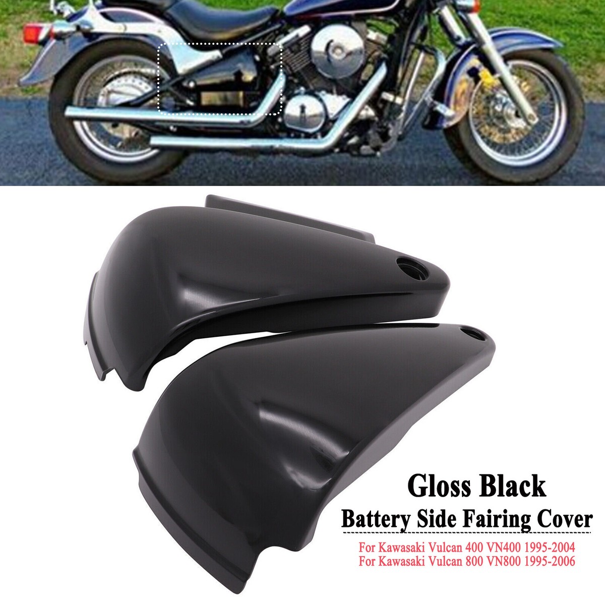 Battery Side Fairing Covers Fit For Kawasaki Vulcan 400 800 VN400 