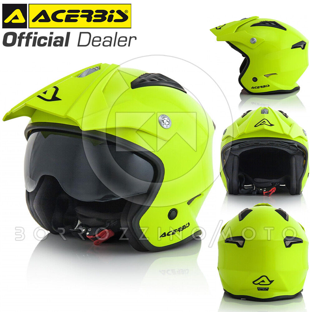 CASCO ACERBIS JET ARIA STREET URBAN MONO GIALLO FLUO MOTO TRIAL SCOOTER QUAD